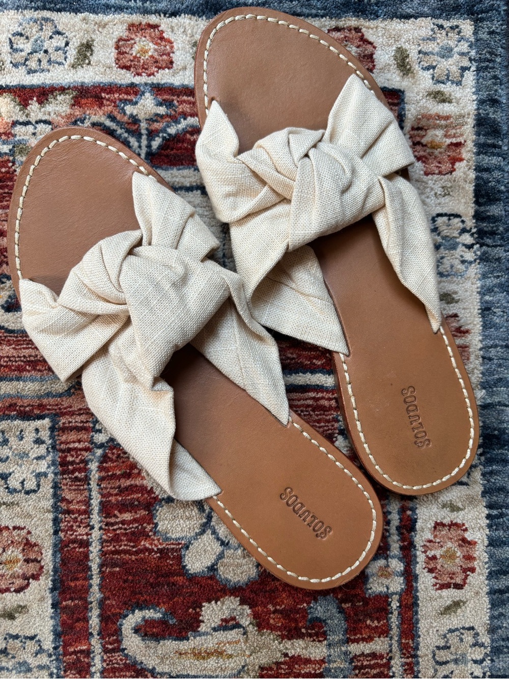 Soludos Linen Knotted Slides in Ivory Women’s Size 9 EUC
